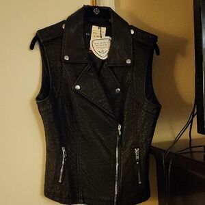 Blank NYC Black Quilted Vest with Silver Accents